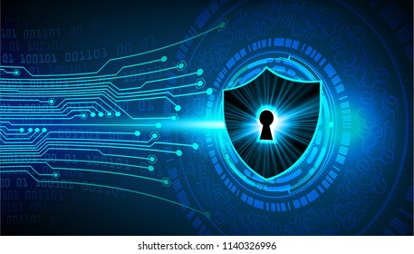 Safety concept, Closed Padlock on digital background, cyber security, Blue abstract hi speed internet technology background illustration. key vector