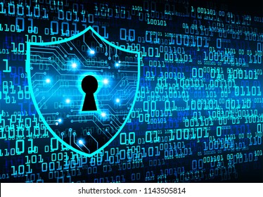 Safety concept, Closed Padlock on digital background, cyber security, Blue abstract hi speed internet technology background illustration. key vector
