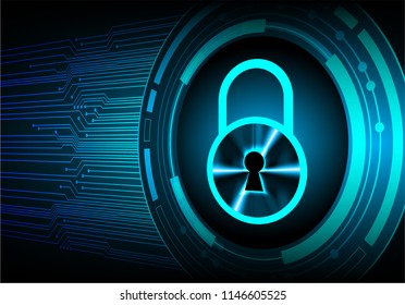 Safety concept, Closed Padlock on digital background, cyber security, Blue abstract hi speed internet technology background illustration. key vector
