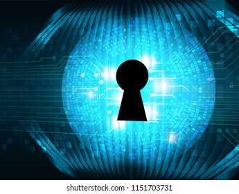 Safety concept, Closed Padlock on digital background, cyber security, Blue abstract hi speed internet technology background illustration. key vector