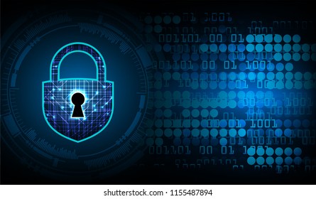 Safety concept, Closed Padlock on digital background, cyber security, Blue abstract hi speed internet technology background illustration. key vector