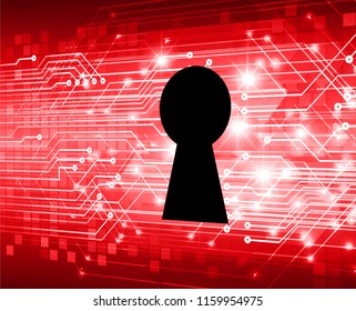 Safety concept, Closed Padlock on digital background, cyber security, red abstract hi speed internet technology background illustration. key vector