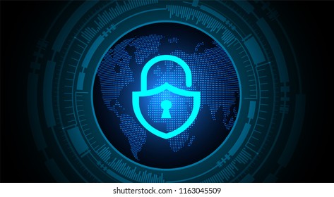 Safety concept, Closed Padlock on digital background, cyber security, Blue abstract hi speed internet technology background illustration. world key vector