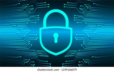 Concepto de seguridad, Closed Padlock sobre el fondo digital, ciberseguridad, Blue abstract de alta velocidad Internet, ilustración de fondo de tecnología. vector clave