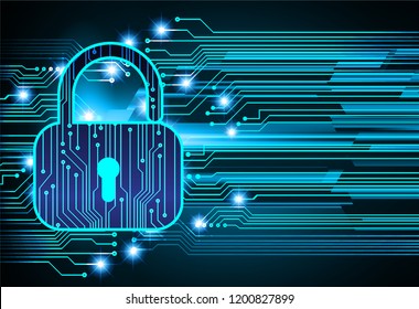 Safety concept, Closed Padlock on digital background, cyber security, Blue abstract hi speed internet technology background illustration. key vector