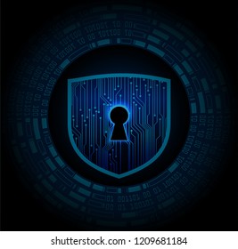 Safety concept, Closed Padlock on digital background, cyber security, Blue abstract hi speed internet technology background illustration. key vector