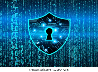 Safety concept, Closed Padlock on digital background, cyber security, Blue abstract hi speed internet technology background illustration. key vector