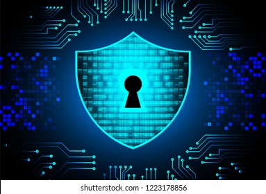 Safety concept, Closed Padlock on digital background, cyber security, Blue abstract hi speed internet technology background illustration. key vector
