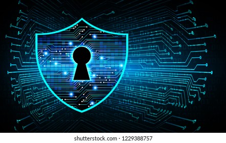 Safety concept, Closed Padlock on digital background, cyber security, Blue abstract hi speed internet technology background illustration. key vector