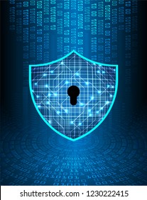 Safety concept, Closed Padlock on digital background, cyber security, Blue abstract hi speed internet technology background illustration. key vector