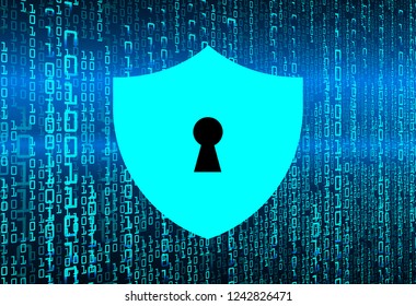 Safety concept, Closed Padlock on digital background, cyber security, Blue abstract hi speed internet technology background illustration. key vector