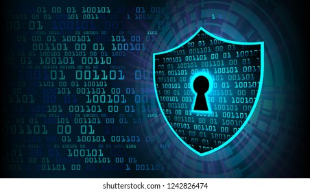 Safety concept, Closed Padlock on digital background, cyber security, Blue abstract hi speed internet technology background illustration. key vector