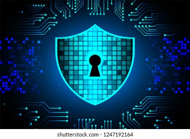 Safety concept, Closed Padlock on digital background, cyber security, Blue abstract hi speed internet technology background illustration. key vector