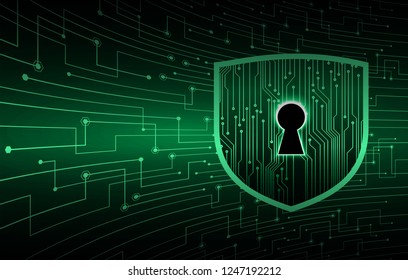 Safety concept, Closed Padlock on digital background, cyber security, green abstract hi speed internet technology background illustration. key vector