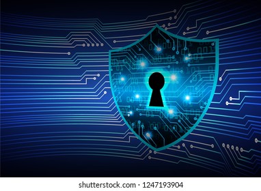 Safety concept, Closed Padlock on digital background, cyber security, Blue abstract hi speed internet technology background illustration. key vector