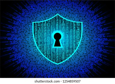 Safety concept, Closed Padlock on digital background, cyber security, Blue abstract hi speed internet technology background illustration. key vector