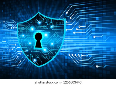 Safety concept, Closed Padlock on digital background, cyber security, Blue abstract hi speed internet technology background illustration. key vector