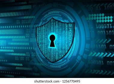 Safety concept, Closed Padlock on digital background, cyber security, Blue abstract hi speed internet technology background illustration. key vector