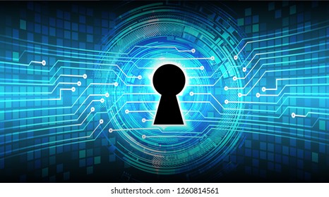 Safety concept, Closed Padlock on digital background, cyber security, Blue abstract hi speed internet technology background illustration. key vector