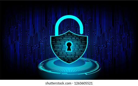 Safety concept, Closed Padlock on digital background, cyber security, Blue abstract hi speed internet technology background illustration. key vector