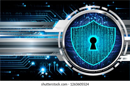 Safety concept, Closed Padlock on digital background, cyber security, Blue abstract hi speed internet technology background illustration. key vector