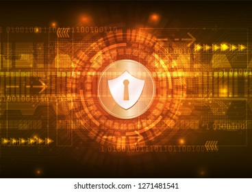 Safety concept, Closed Padlock on digital, cyber security, blue abstract hi speed internet technology vector background illustration. 
