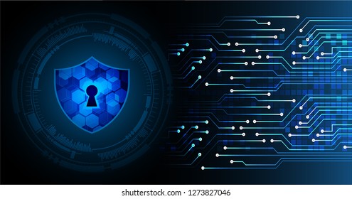 Safety concept, Closed Padlock on digital background, cyber security, Blue abstract hi speed internet technology background illustration. key vector