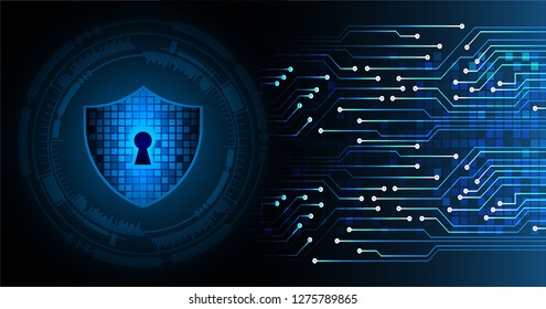 Safety concept, Closed Padlock on digital background, cyber security, Blue abstract hi speed internet technology background illustration. key vector