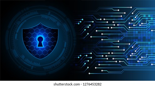 Safety concept, Closed Padlock on digital background, cyber security, Blue abstract hi speed internet technology background illustration. key vector