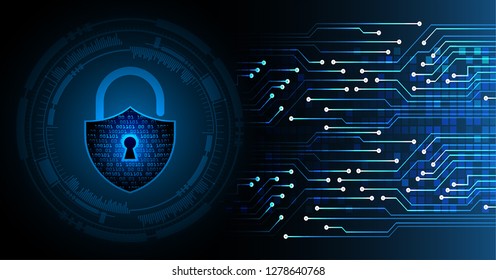 Safety concept, Closed Padlock on digital background, cyber security, Blue abstract hi speed internet technology background illustration. key vector