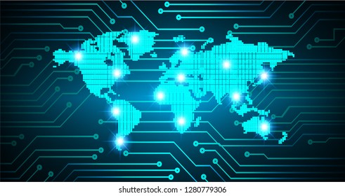 Safety concept, Closed Padlock on digital background, cyber security, Blue abstract hi speed internet technology background illustration. world key vector