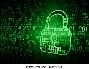 Safety concept, Closed Padlock on digital background, cyber security, Blue abstract hi speed internet technology background illustration. key vector