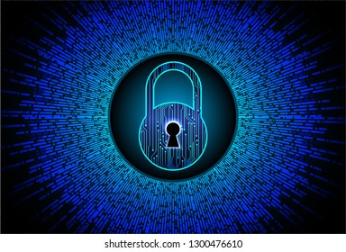 Safety concept, Closed Padlock on digital background, cyber security, Blue abstract hi speed internet technology background illustration. key vector