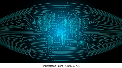 Safety concept, Closed Padlock on digital background, cyber security, Blue abstract hi speed internet technology background illustration. world key vector