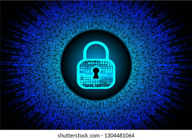 Safety concept, Closed Padlock on digital background, cyber security, Blue abstract hi speed internet technology background illustration. key vector