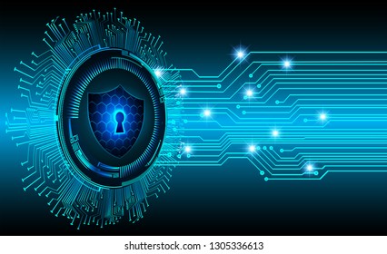 Safety concept, Closed Padlock on digital background, cyber security, Blue abstract hi speed internet technology background illustration. key vector