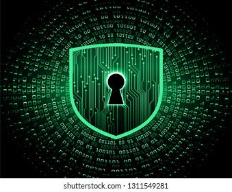 Safety concept, Closed Padlock on digital background, cyber security, green abstract hi speed internet technology background illustration. key vector