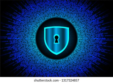 Safety concept, Closed Padlock on digital background, cyber security, Blue abstract hi speed internet technology background illustration. key vector