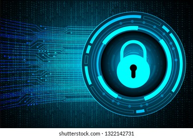 Safety concept, Closed Padlock on digital background, cyber security, Blue abstract hi speed internet technology background illustration. key vector