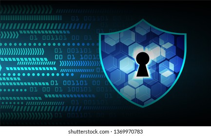 Safety concept, Closed Padlock on digital background, cyber security, Blue abstract hi speed internet technology background illustration. key vector