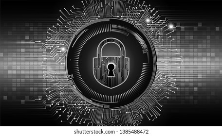 Safety concept, Closed Padlock on digital background, cyber security, Black abstract hi speed internet technology background illustration. key vector