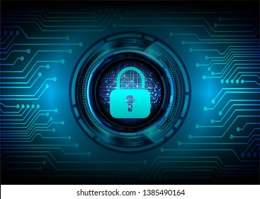 Safety concept, Closed Padlock on digital background, cyber security, Blue abstract hi speed internet technology background illustration. key vector