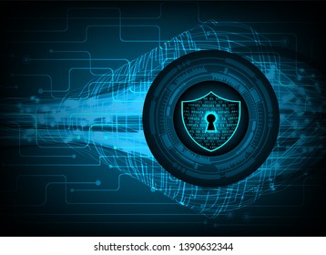 Safety concept, Closed Padlock on digital background, cyber security, Blue abstract hi speed internet technology background illustration. key vector