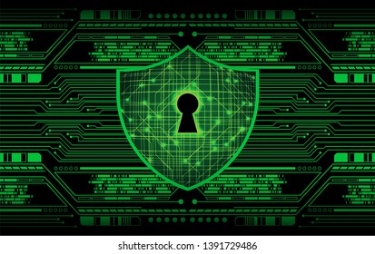 Safety concept, Closed Padlock on digital background, cyber security, green abstract hi speed internet technology background illustration. key vector
