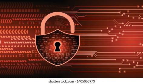 Safety concept, Closed Padlock on digital background, cyber security, red abstract hi speed internet technology background illustration. key vector