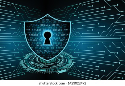 Safety concept, Closed Padlock on digital background, cyber security, Blue abstract hi speed internet technology background illustration. key vector