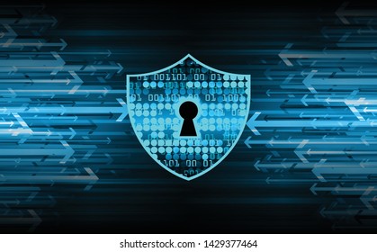 Safety concept, Closed Padlock on digital background, cyber security, Blue abstract hi speed internet technology illustration. key vector