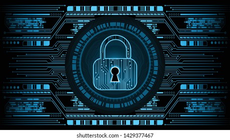 Safety concept, Closed Padlock on digital background, cyber security, Blue abstract hi speed internet technology illustration. key vector