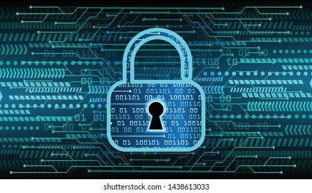 Safety concept, Closed Padlock on digital background, cyber security, Blue abstract hi speed internet technology  illustration. key vector