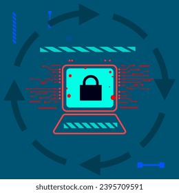 Safety concept, Closed Padlock on digital background, cyber security